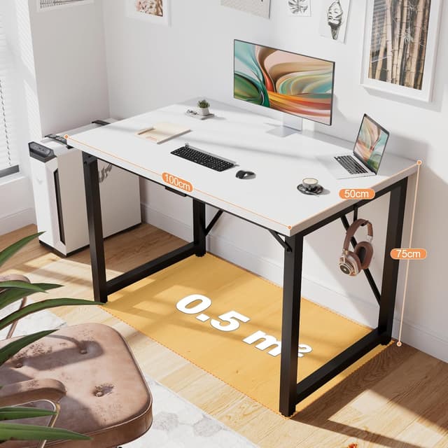 Detalle 2 de Devoko Escritorio Pequeño para Ordenador en Blanco 🖥