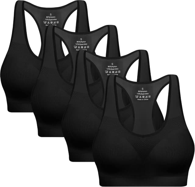 Detalle de Women’s Racerback Sports Bras with Removable Pads — High-Impact Athletic Tank Top Bra for Yoga & Workouts