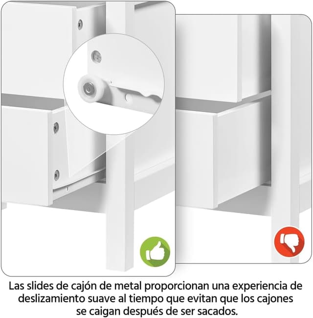 Thumbnail 5 de Yaheetech Mesita de Noche blanca 40x30x60 cm