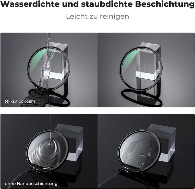 Detalle 2 de K&F CONCEPT UV-Filter 58 mm, 9H Härte Schutzfilter (Nano Xcel) für Frontlinsen