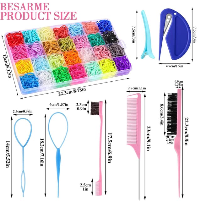 Detalle de 28 Colors Rubber Bands Set with 8 Hair Styling Tools (1,500 pcs) for Baby & Toddler