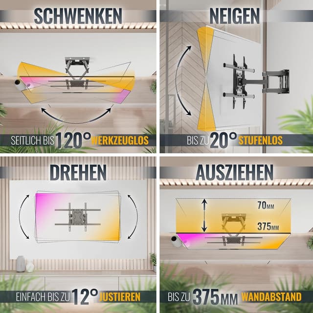 Detalle 2 de RICOO S7264 TV-Wandhalterung 50 kg