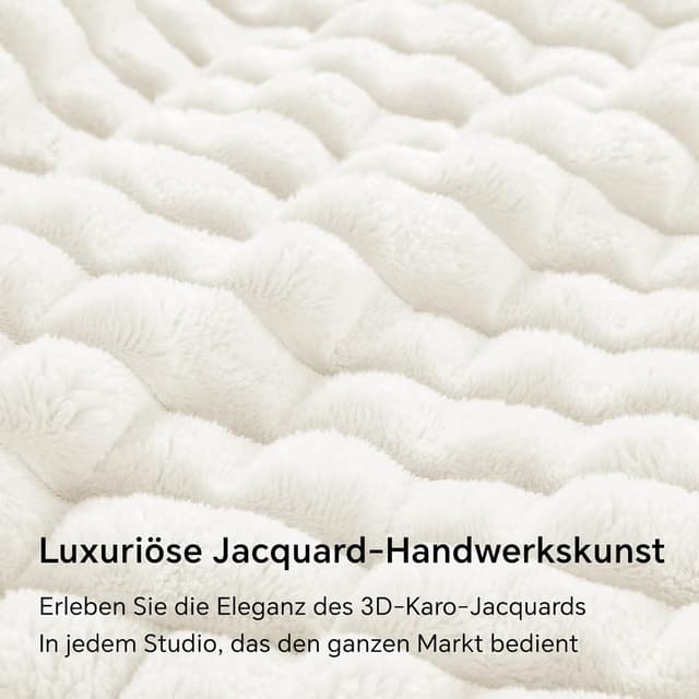 Detalle de BEDELITE Kuscheldecke flauschig aus Flanell 150x200 (Creme/Weiß) als Couch-Überwurf