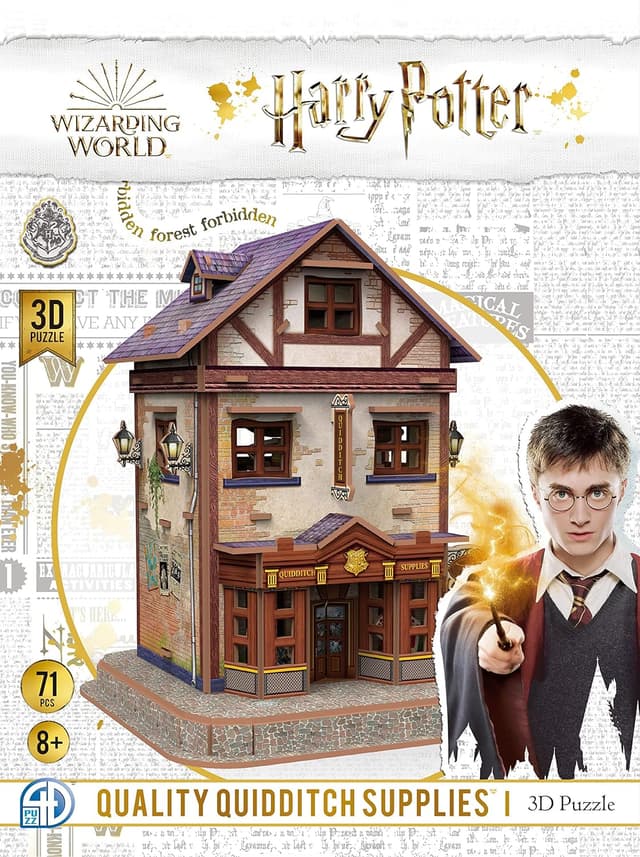 Detalle de Puzzle 3D Harry Potter Asmodee : le Magasin d’accessoires de Quidditch (environ 90 pièces) dès 8 ans