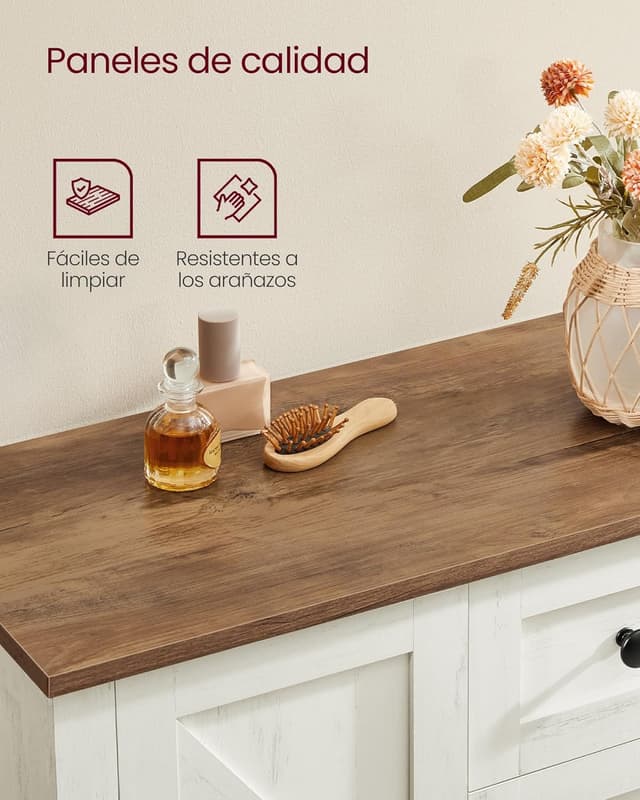 Thumbnail 4 de VASAGLE LIRY Armario baño blanco rústico 4 cajones