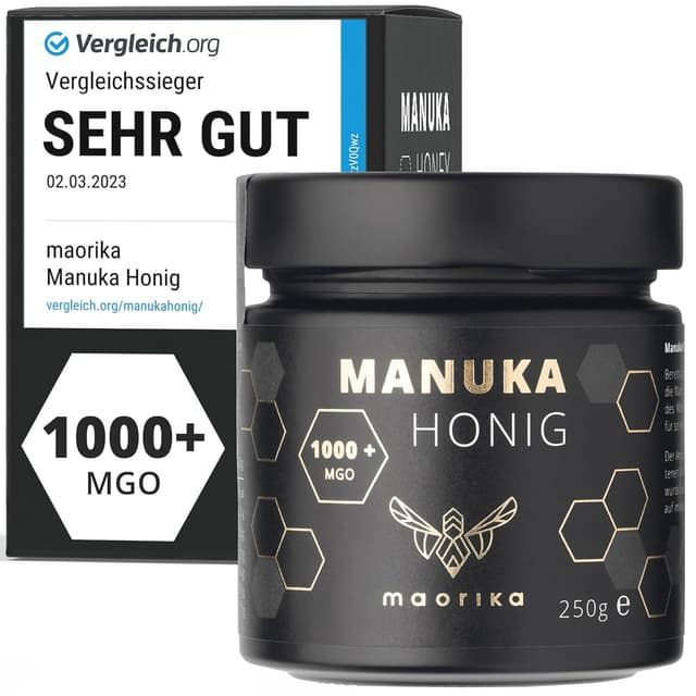 Detalle de Manuka Honig 1000 MGO + 250 g im Glas – laborgeprüft, zertifiziert aus Neuseeland (maorika)