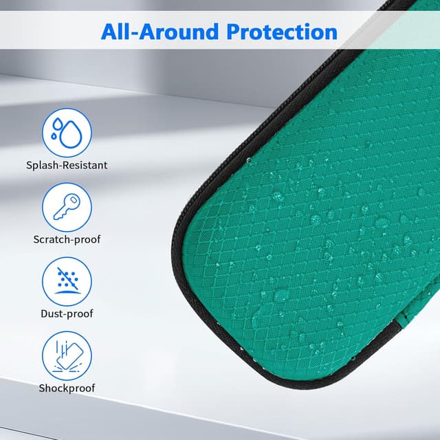 Detalle de FINPAC Federmäppchen aus Hart-EVA (Dunkelgrün, klein) – stoßfeste Stiftetasche mit sicherem Reißverschluss