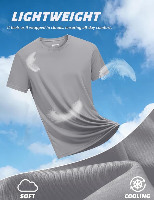 Detalle de KEFITEVD UV-Shirt Herren – kurzarm Sportshirt mit schnelltrocknender, atmungsaktiver Funktionsfaser (UPF 50+)