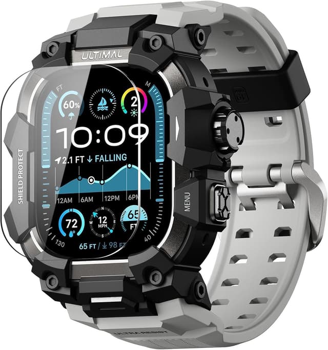 Detalle de ULTIMAL Rugged Case with Band for Apple Watch Ultra 3 / Ultra 2 / Ultra (49mm) – Grey shockproof bumper cover