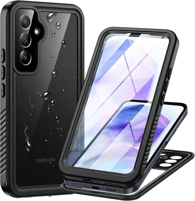 Detalle de Focusor Cover impermeabile IP68 per Samsung Galaxy A55 5G con protezione schermo e custodia subacquea, nero