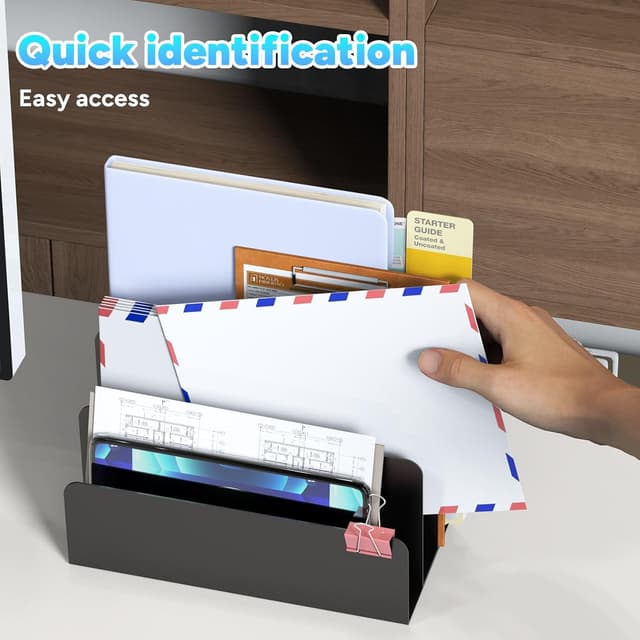 Detalle 2 de OUTIOE Mail Organizer Small Metal File Holder 🗂