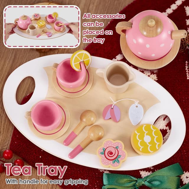 Thumbnail 1 de AOLEVA Wooden Afternoon Tea Set for Toddlers