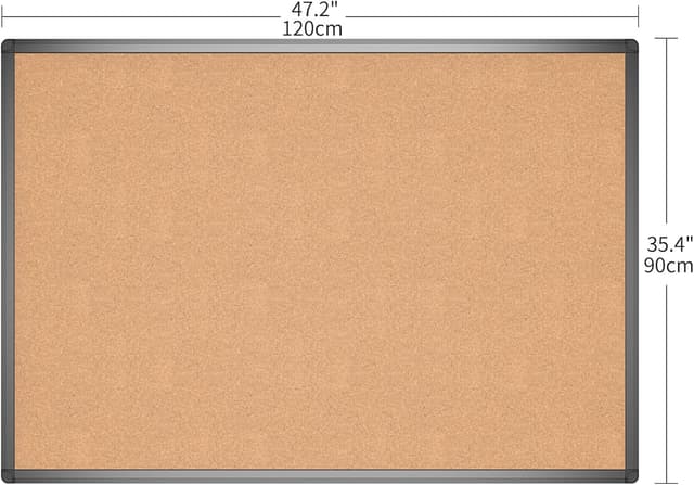 Detalle 2 de VIZ-PRO Cork Notice Board (120 x 90 cm) with Black Aluminium Frame