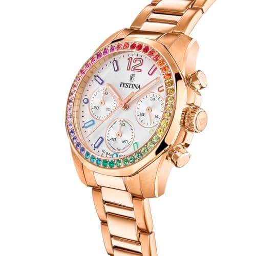 Detalle 2 de Festina Reloj de Mujer Analógico de Acero Inoxidable 316L Rosa F20639/2 con cronógrafo y 10 ATM