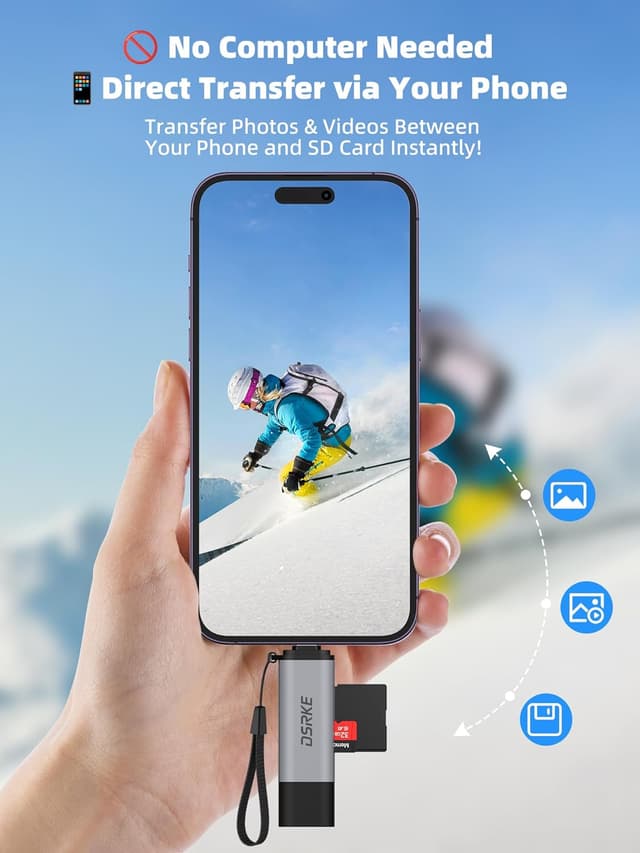 Detalle 1 de DSRKE SD Card Reader USB‑C & USB 3.0 for SD/TF cards