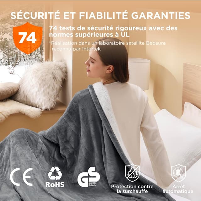 Detalle 1 de Bedsure Couverture chauffante 130x180