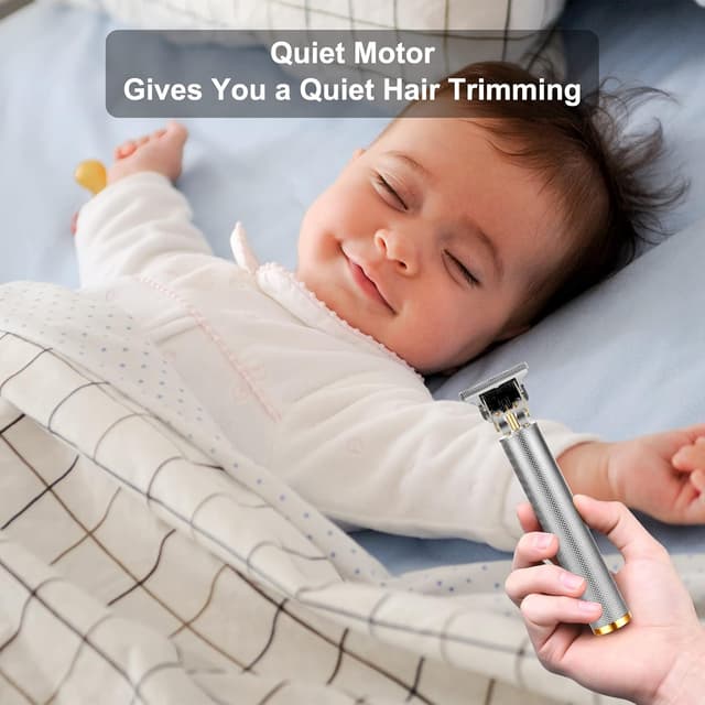 Detalle de URAQT Tondeuse cheveux et barbe sans fil rechargeable (argent) – kit homme électrique