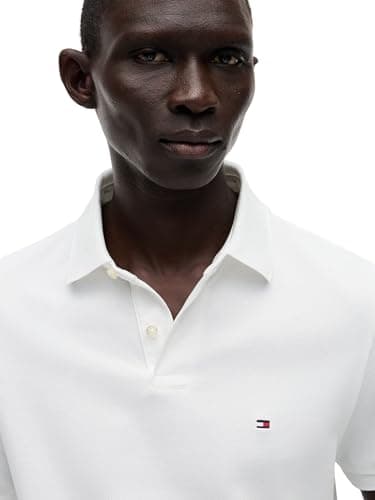 Detalle de Tommy Hilfiger Polo de Manga Corta para Hombre 1985 Regular Fit en Blanco (White) – algodón orgánico