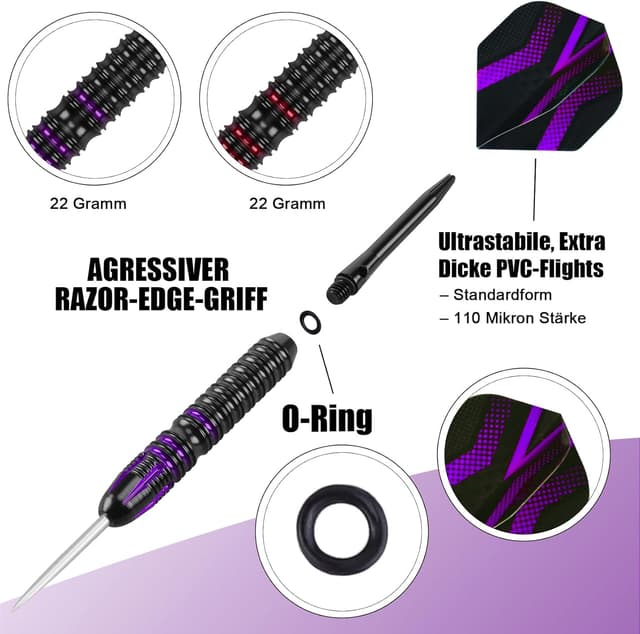 Detalle de Grebarley Steeldarts mit Metallspitze, 12 Stück