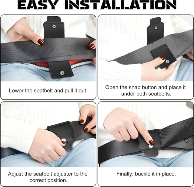 Detalle 2 de Flintronic lot de 4 clips ajusteurs de ceinture de sécurité universels en cuir PU souple