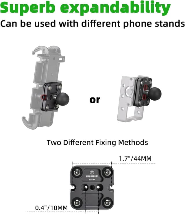 Detalle de FANAUE Aluminum Phone Holder with 1" Ball Head Adapter (RAM size B, SA-01) for motorcycles & bikes