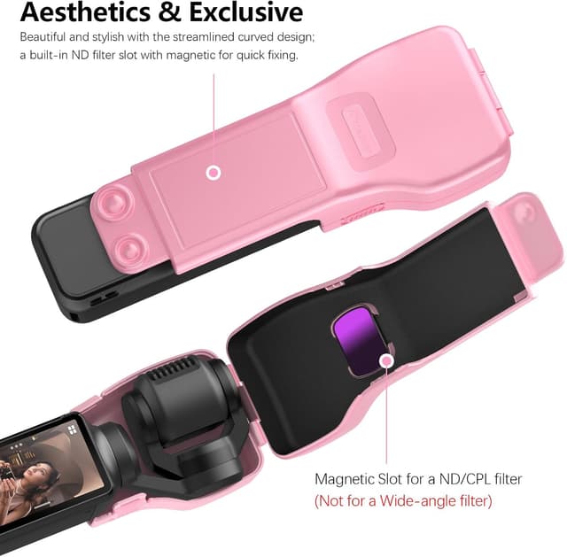 Detalle de Coque de protection d’écran AMAZEAR pour DJI Osmo Pocket 3 (capuchon d’objectif) – rigide avec doublure douce, rose