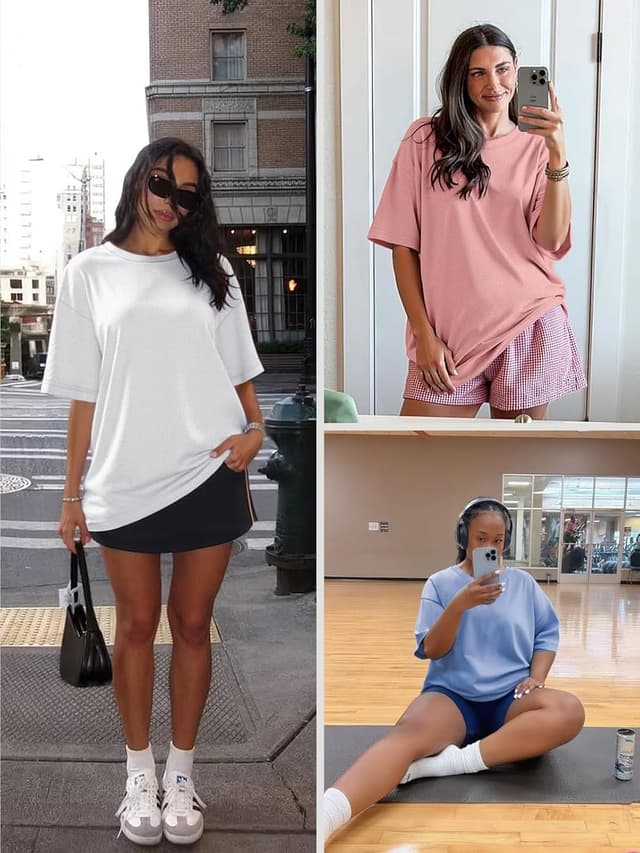Detalle 2 de ATHMILE Women’s Oversized T-Shirts (Casual Tee for Gym, Workouts & Summer Outfits)