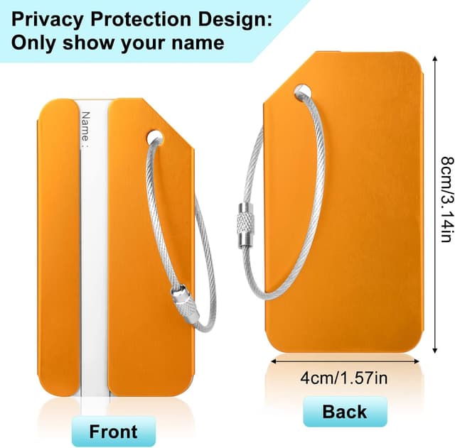 Detalle de Yizhet luggage tags (6 pack) aluminium alloy suitcase labels with steel loop