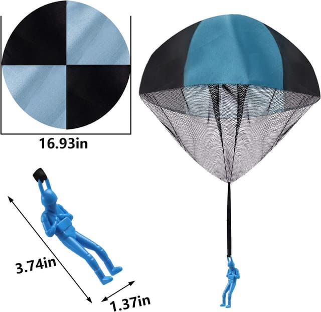 Detalle de Fallschirm Spielzeug Kinder – Fallschirmspringer zum Werfen (4 Stück in Farben: orange, blau, grün, gelb)