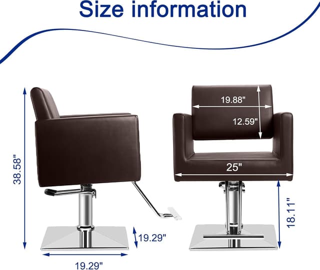 Detalle 2 de Hairdresser Barber Salon Chair with Heavy-Duty Hydraulic Pump, 330 Lbs Capacity, 360° Swivel (Brown)