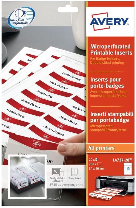 Detalle de Avery Italia Inserti per porta badge 54x90mm 🏷