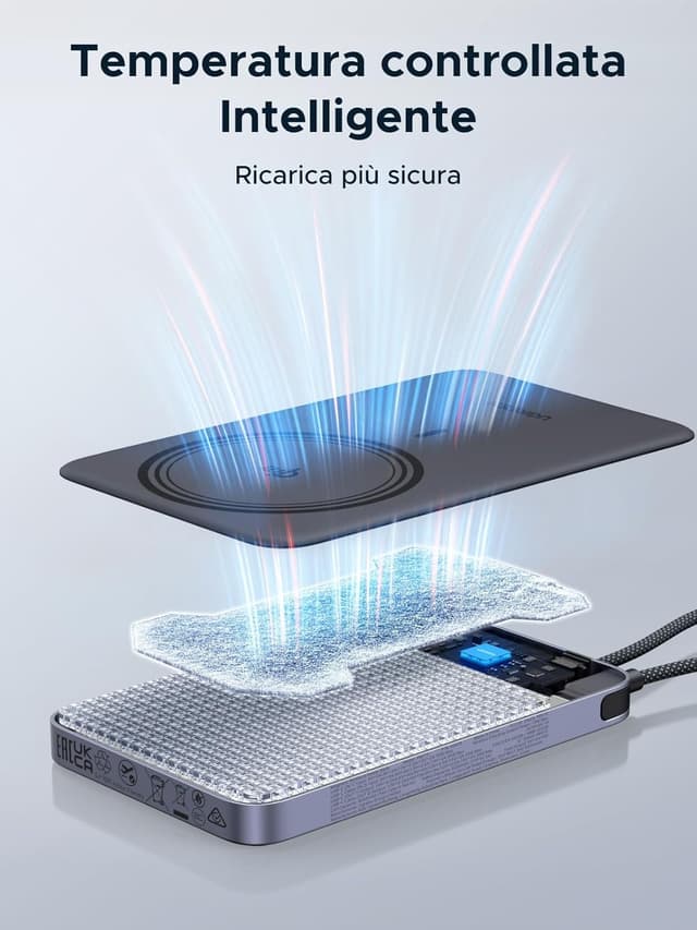 Thumbnail 6 de UGREEN MagFlow Air Qi2 15W batteria esterna magnetica 10.000 mAh con MagSafe e USB-C PD 30W (MagFlow Air) — grigio
