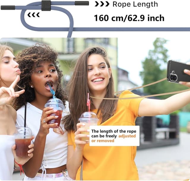 Thumbnail 6 de Custodia OLEPHY per iPhone 17 con cordino regolabile, trasparente antiurto e anti-graffio (blu)