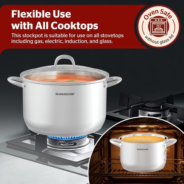 Thumbnail 4 de SUNHOUSE 15.5-Quart Stainless Steel Stockpot 🍲