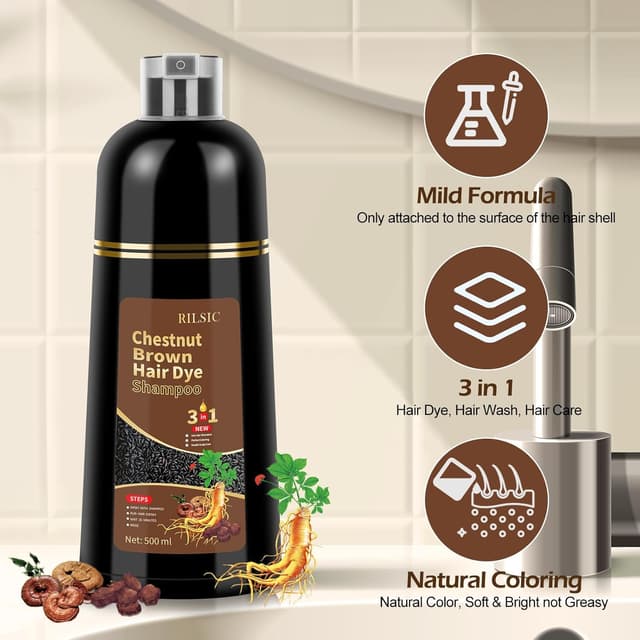 Detalle de Haarfärbeshampoo 3in1 500 ml Schwarze