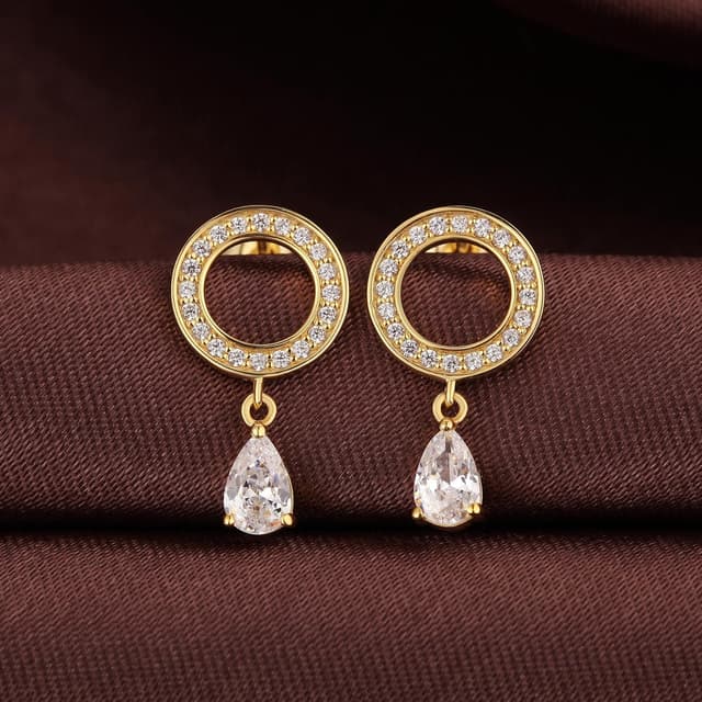 Detalle 1 de Jiamiaoi Tropfen-Ohrringe aus 925 Sterlingsilber vergoldet in Weißgold-Optik mit Zirkonia (Damen)