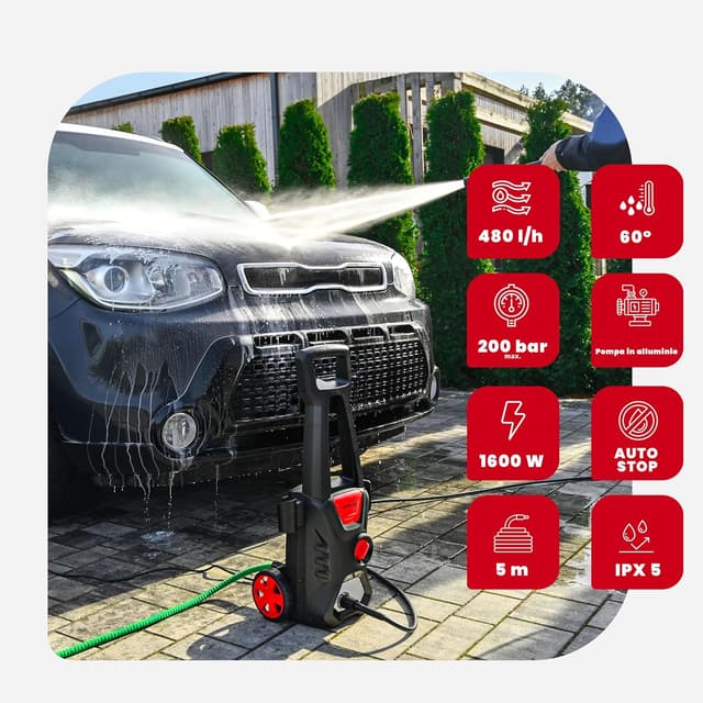 Detalle 2 de LEHMANN Jukon idropulitrice ad alta pressione 1600 W fino a 200 bar, 480 l/h con tubo 5 m