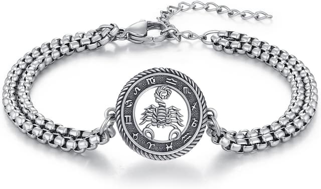 Detalle de PARYFO Sternzeichen-Armband Skorpion aus 925 Sterlingsilber mit Edelstahlkette