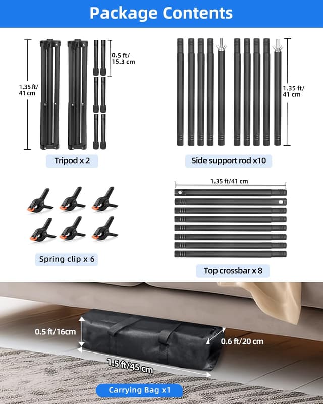 Thumbnail 6 de Hemmotop Backdrop Stand 10x8ft adjustable photography backdrop kit 🎥