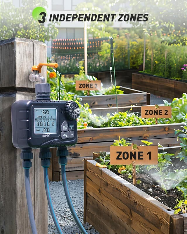 Detalle 2 de RAINPOINT centralina irrigazione con 3 uscite indipendenti e timer automatico (display LCD)