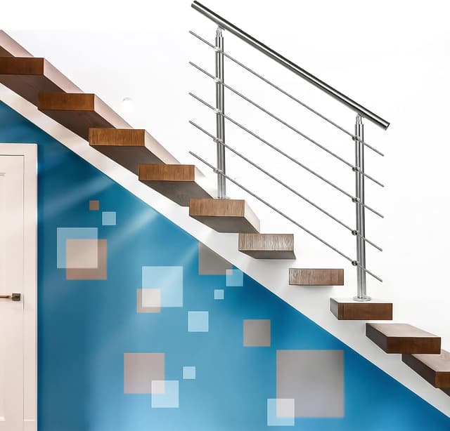 Thumbnail 6 de Lospitch corrimano e ringhiera in acciaio inox per balcone e scale, lunghezza 100 cm con 5 traverse