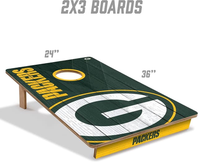 Detalle de YouTheFan NFL 2’ x 3’ All-Wood Cornhole Game with Logo Bags