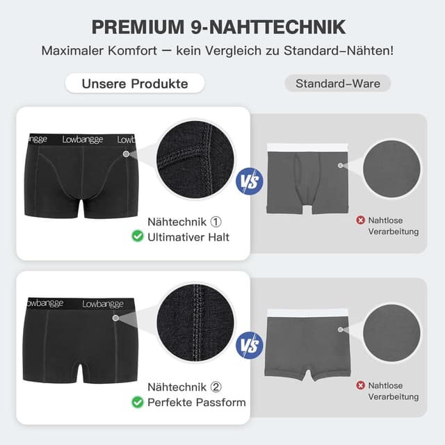 Detalle 1 de Lowbangge Herren Boxershorts 9er Pack