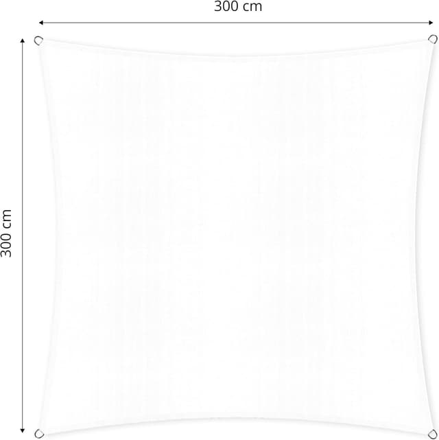 Detalle de Lumaland Sunsail carré 3 x 3 m en toile HDPE résistante aux intempéries (blanc) | Protection solaire avec cordes de fixation