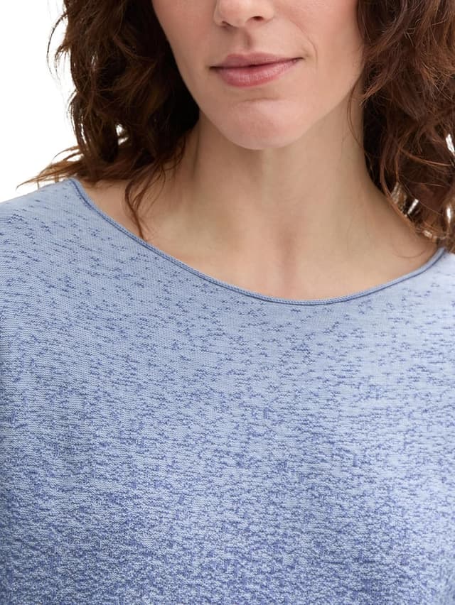 Detalle de TOM TAILOR Pullover donna in cotone biologico con sfumatura spray