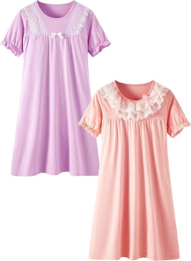 Imagen de LOLPIP Girls Nightgowns 100% Cotton 2-Pack en OfertitasTOP