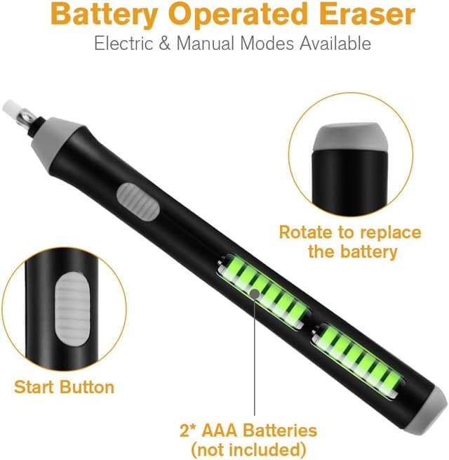 Detalle 2 de OFFCUP Elektrischer Radiergummi-Kit (batteriebetrieben) mit Ersatzminen – 2 Größen