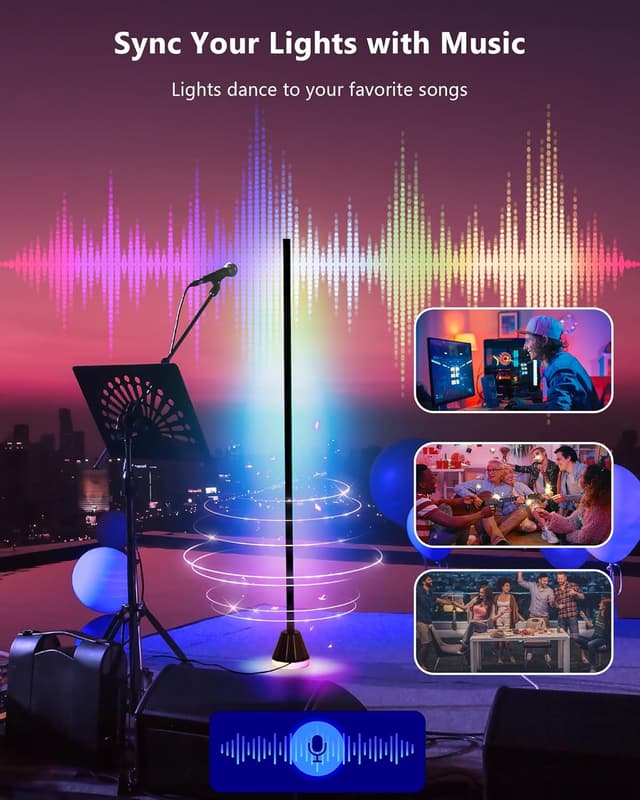 Detalle de LuminexDesigns Smart LED Floor Lamp RGBIC (WiFi) with RGBIC effects, music sync and Alexa control