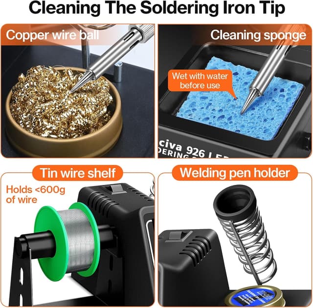 Thumbnail 6 de Preciva 926 LED Fer à souder 130 W : station avec affichage numérique 90°C–480°C