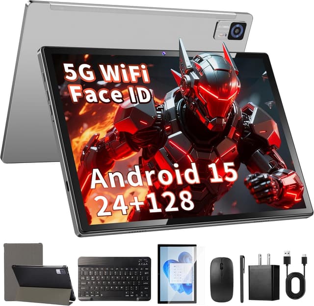 Detalle de 10-Inch Android 15 Tablet with Keyboard, 5G WiFi, Bluetooth 5.0, 24GB (4+20) RAM, 128GB ROM (Up to 1TB) and Stylus
